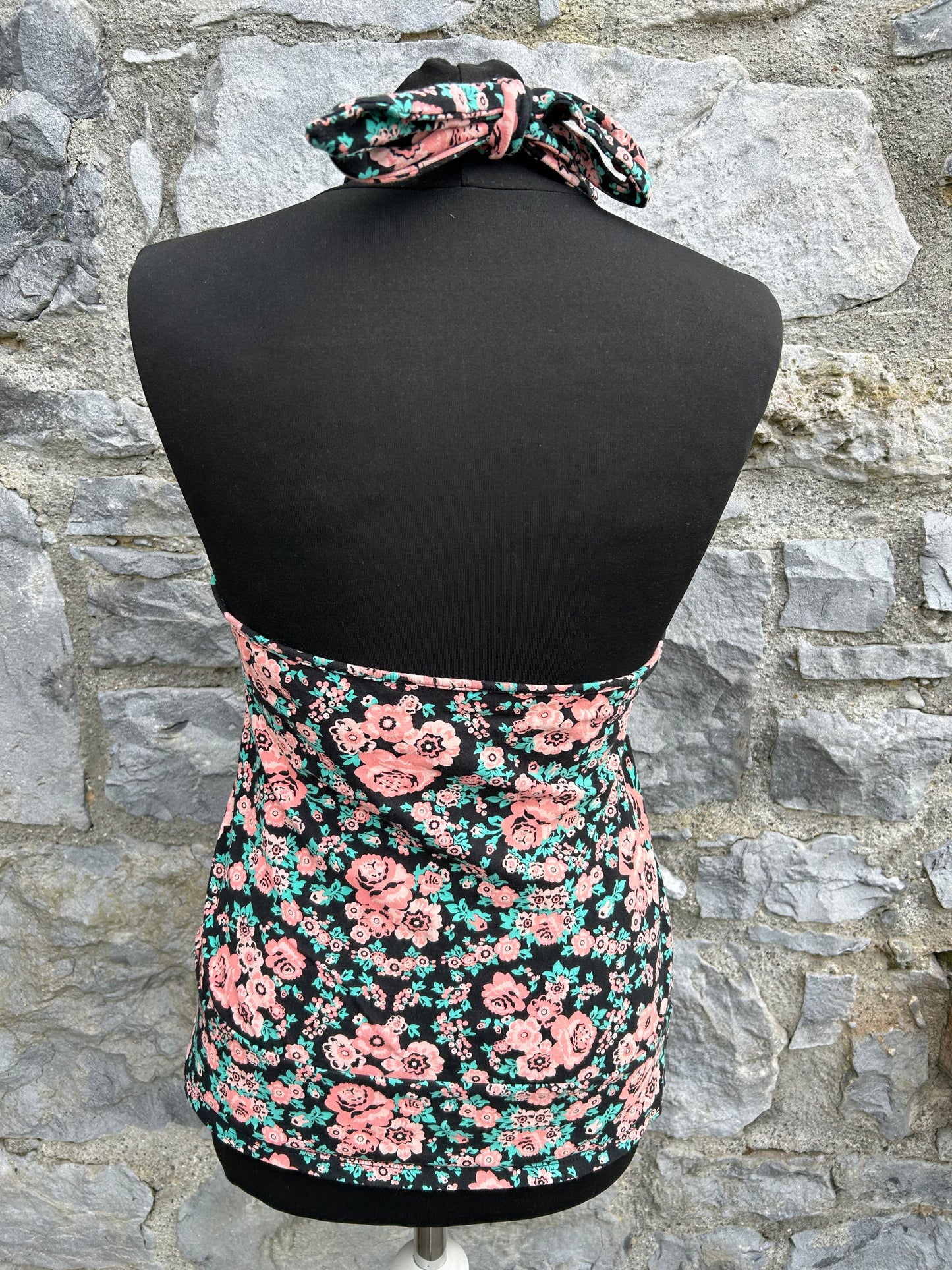 Pink flowers halter neck top uk 8