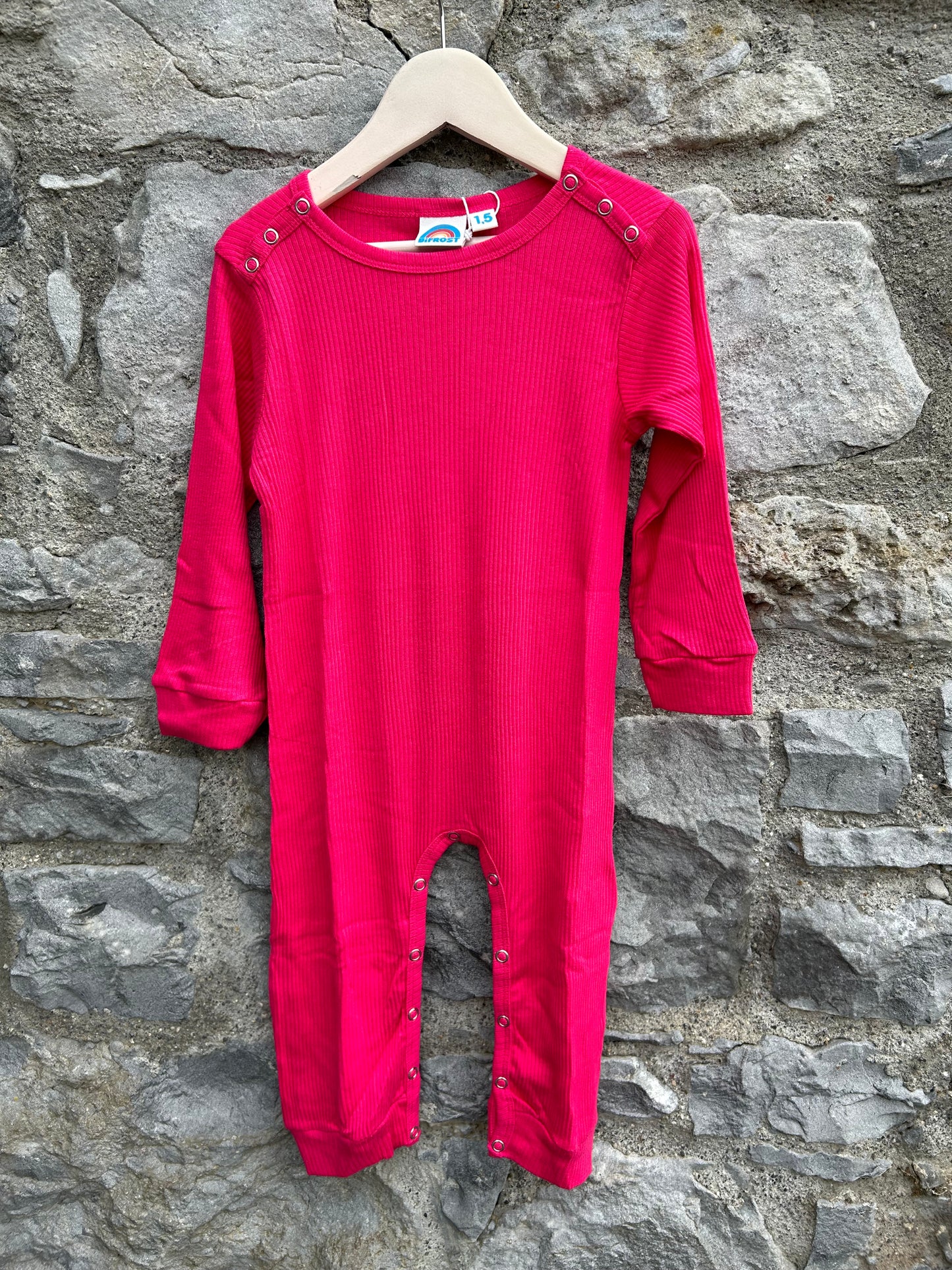 Hot pink ribbed onesie  2-3y (92-98cm)