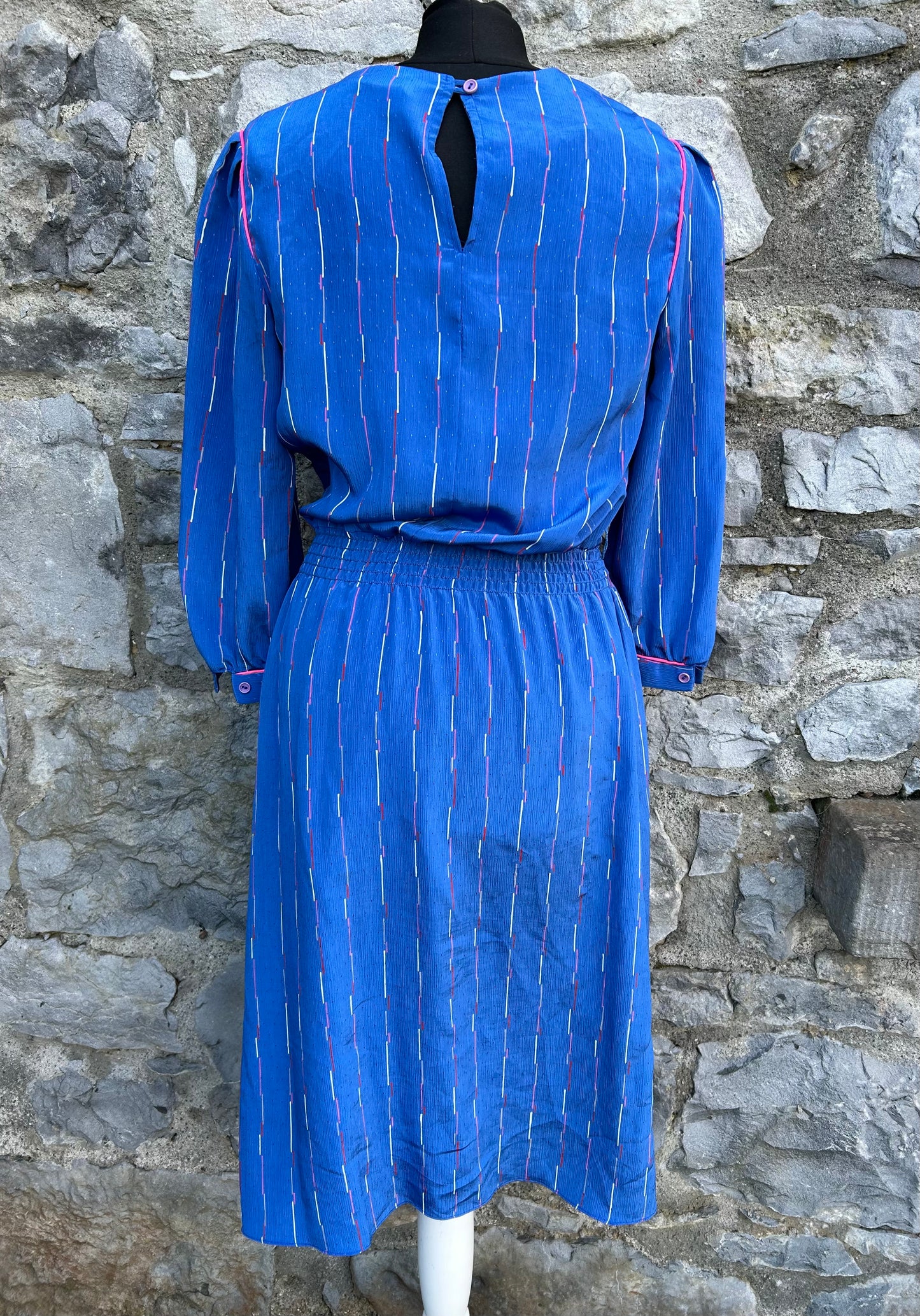 80s blue stripy dress uk 8