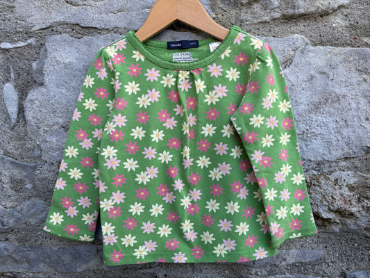 Green floral top  12-18m (80-86cm)