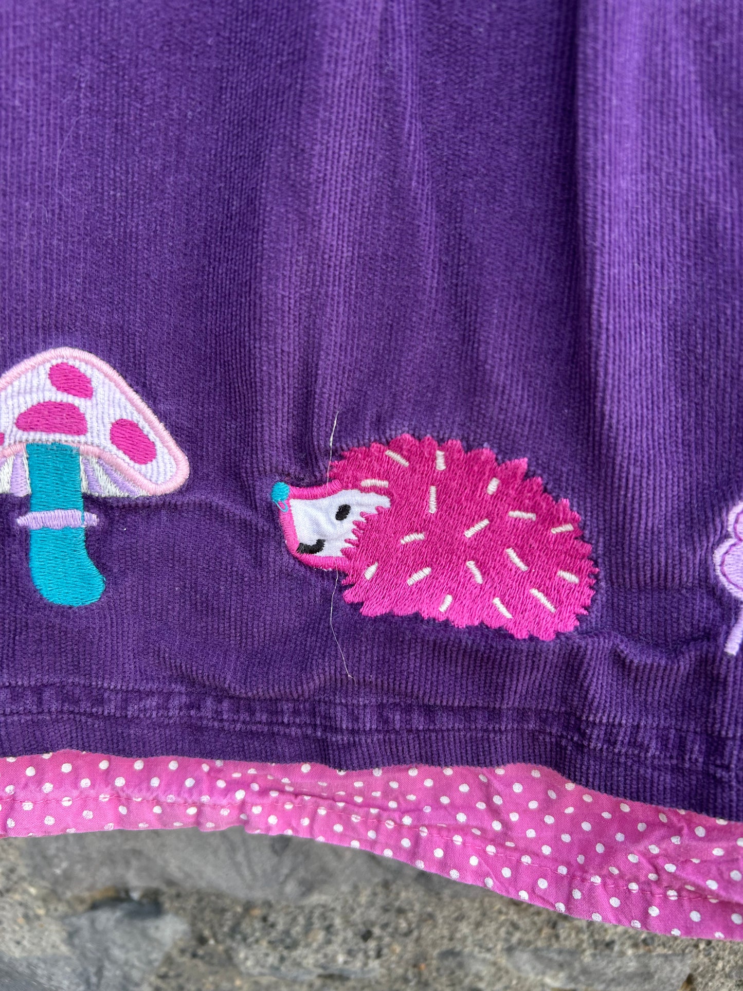 Woodland purple pinafore  4-5y (104-110cm)