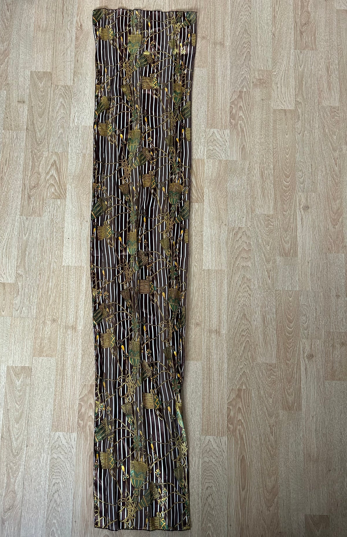 Brown stripy and tassel scarf
