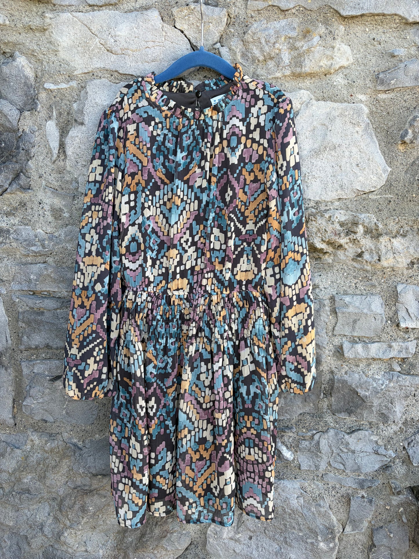 Aztec-print chiffon dress  10y (140cm)