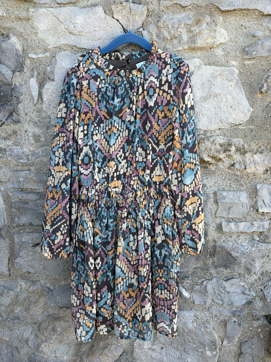Aztec-print chiffon dress  10y (140cm)