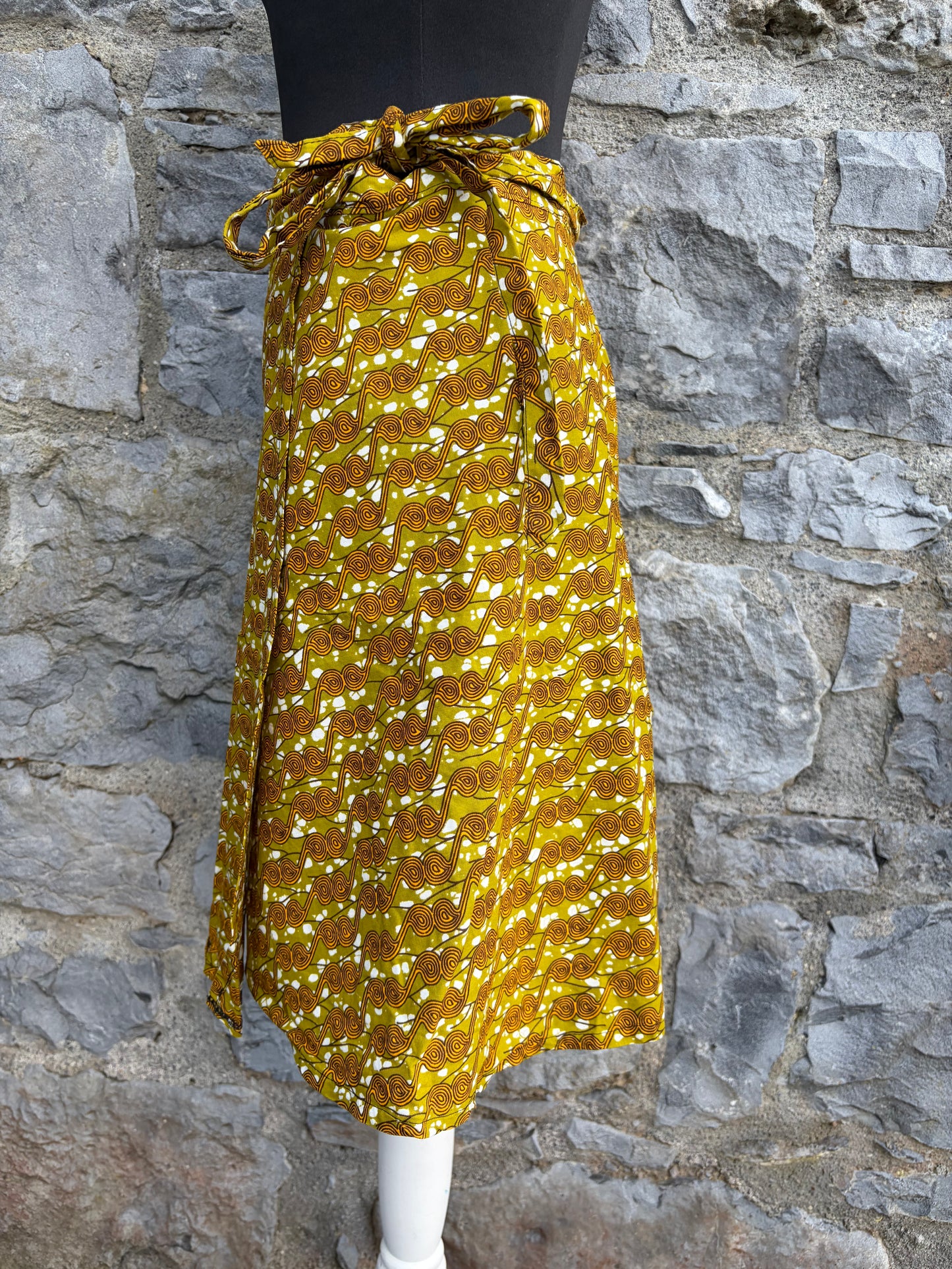 African print brown wrap skirt uk 10-14