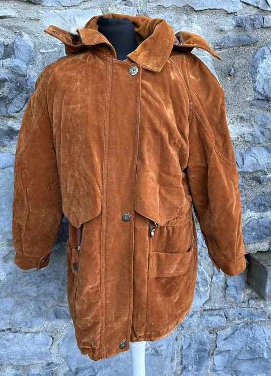 80s brown suede like jacket uk 12-14