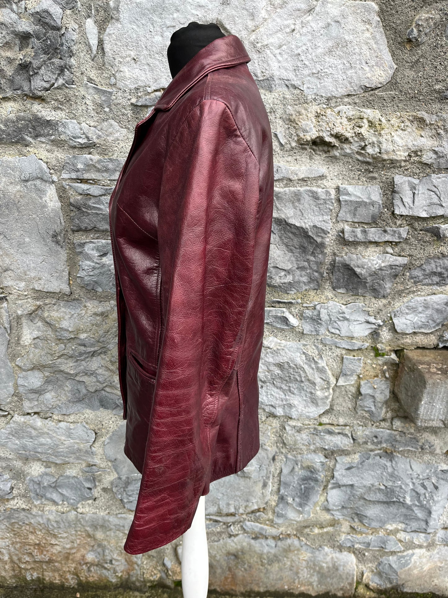 80s maroon leather jacket uk 6-8