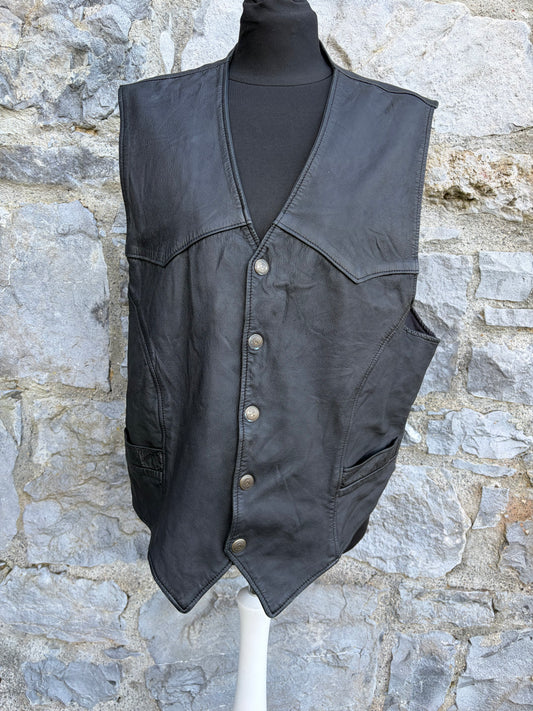 80s black leather jacket Large