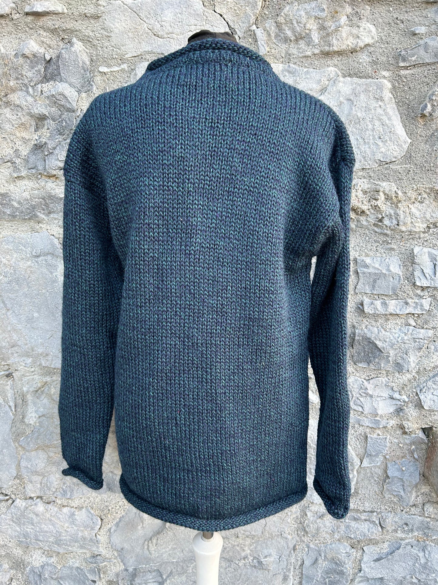 Blue melange Aran jumper   Medium