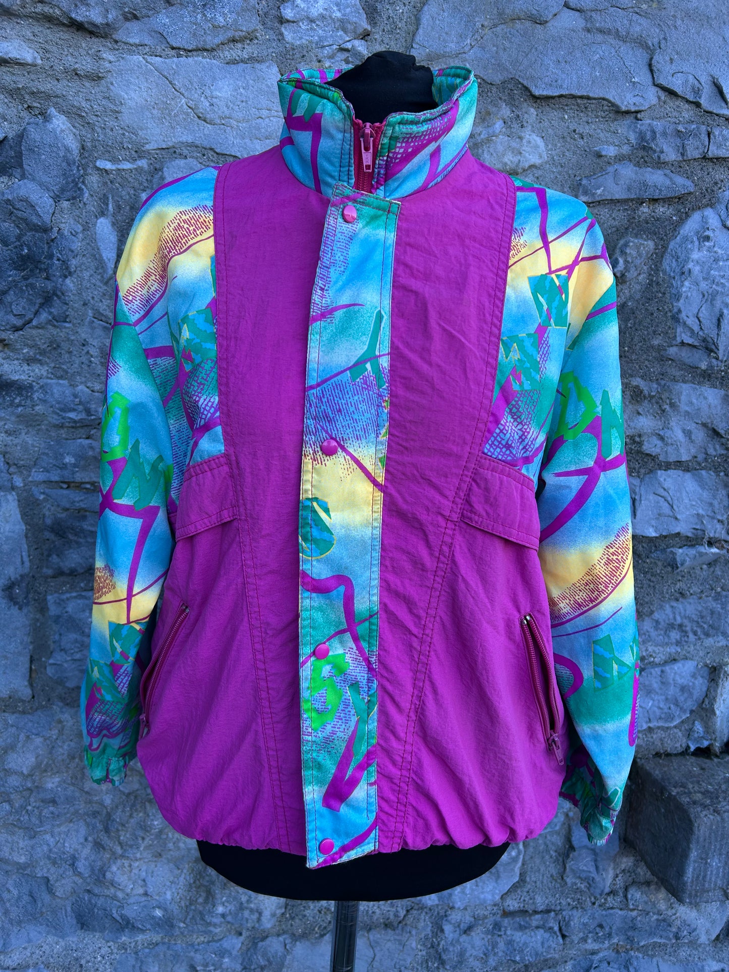 80s purple&blue abstract jacket 12y (152cm)