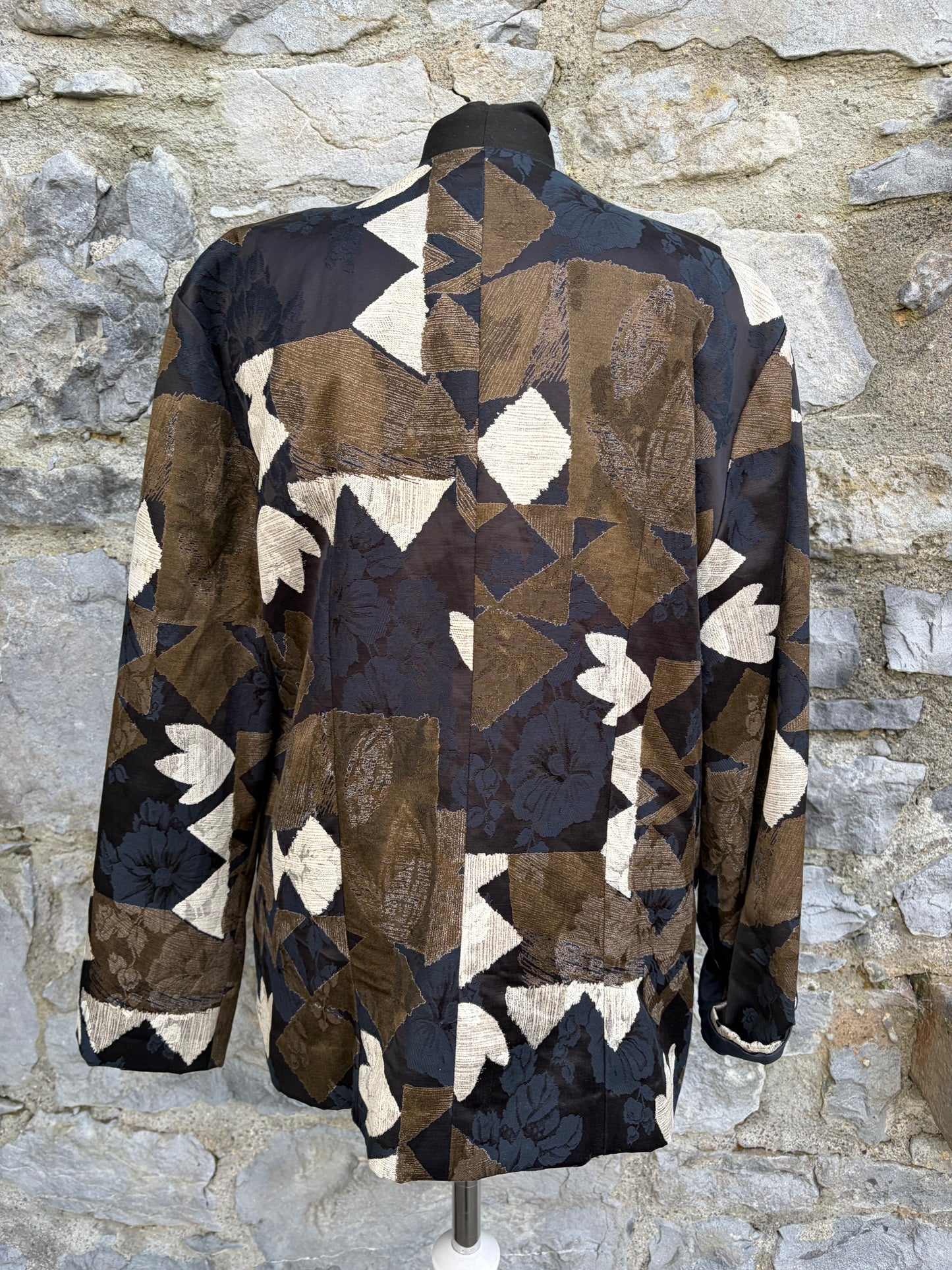 80s brown geometric jacket uk 14