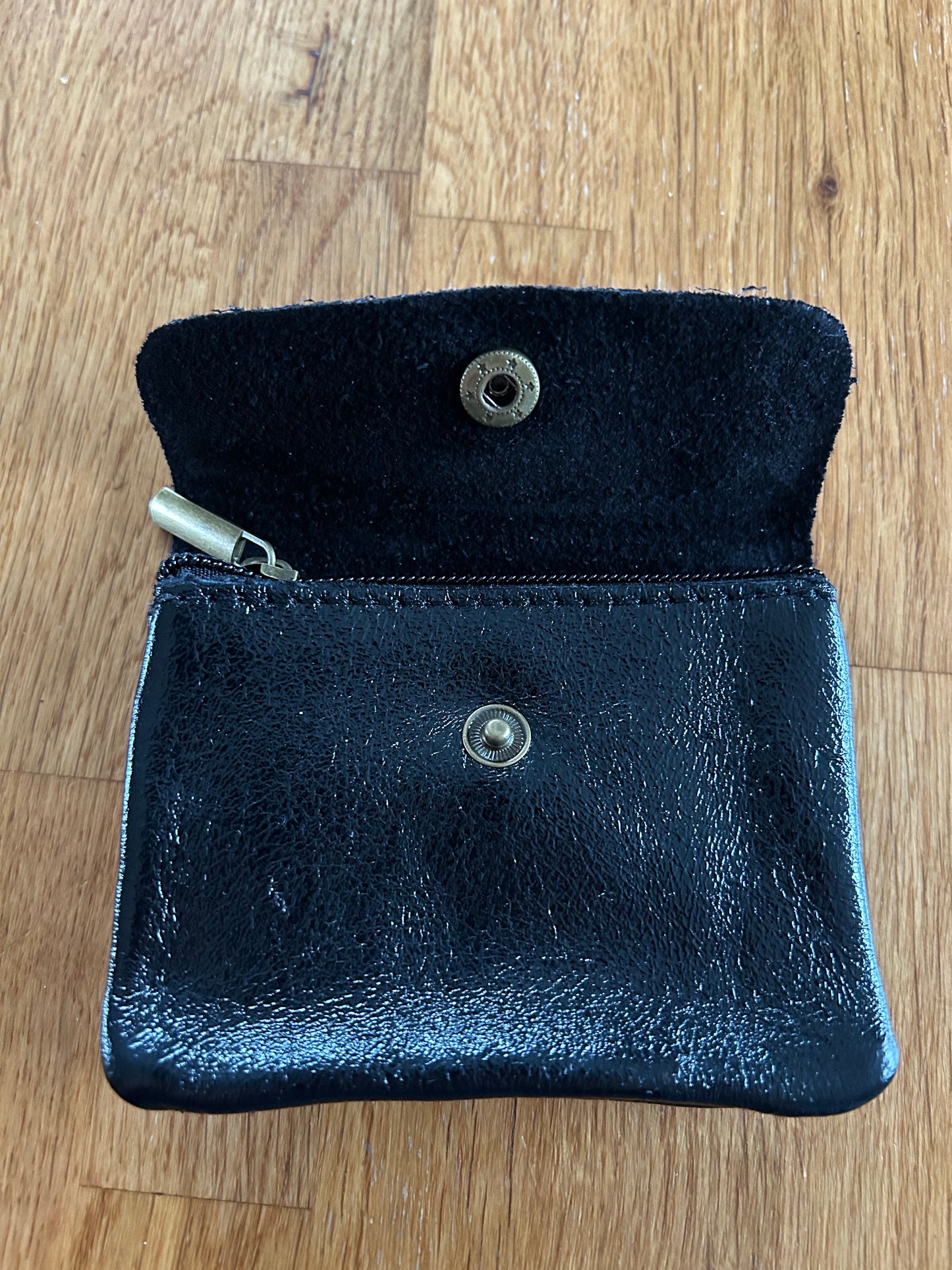 Small black leather purse