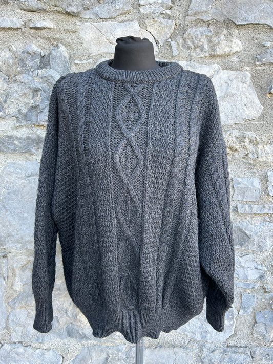 Dark grey Aran style jumper M-L