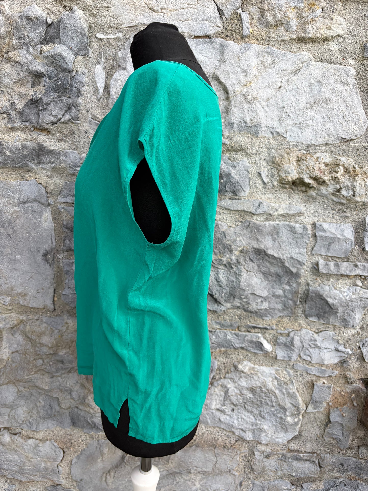 80s green silk blouse uk 10-12