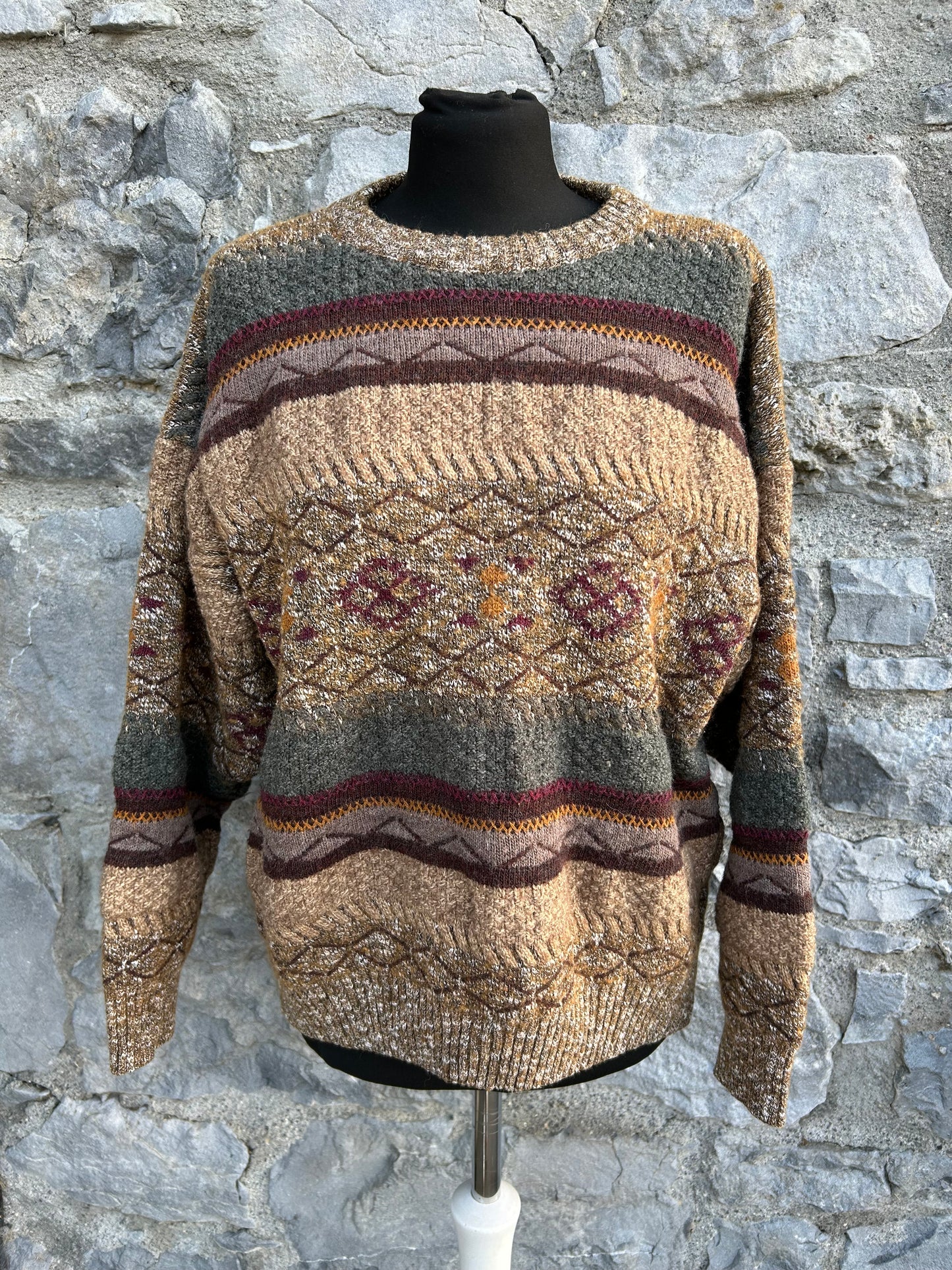 80s brown panel jumper Small