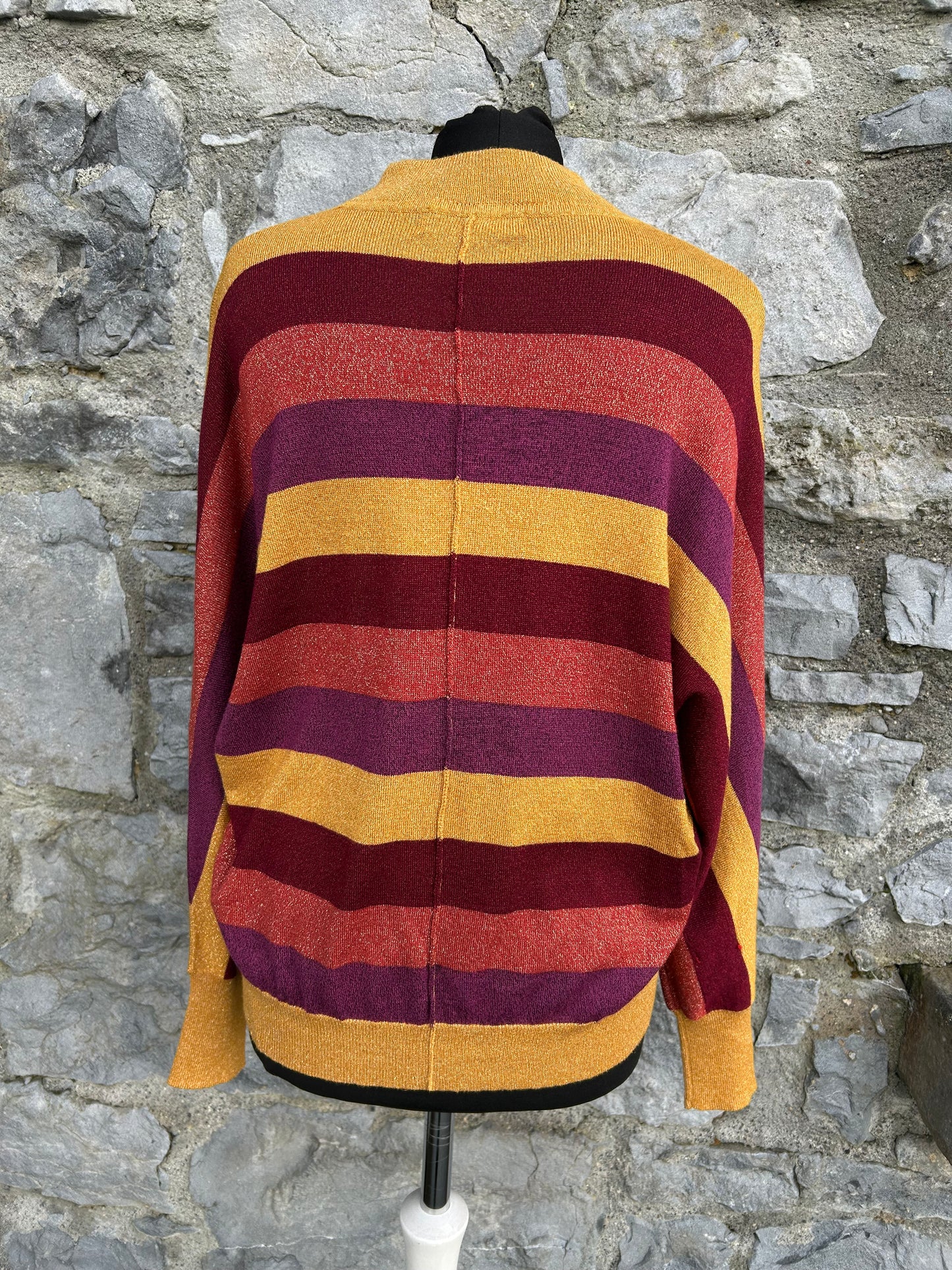 Maroon&mustard sparkly stripy jumper uk 12