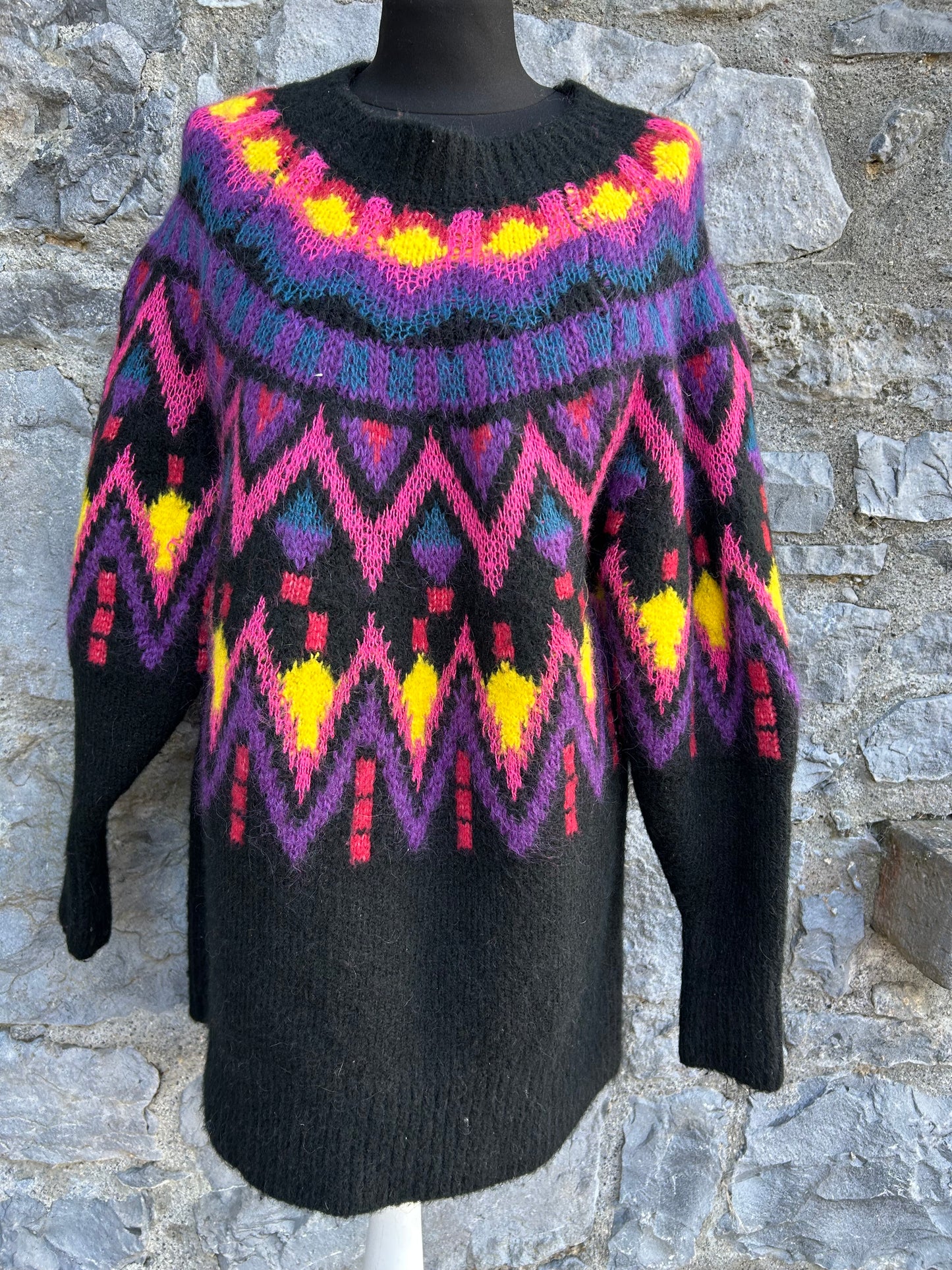 Cable Knit Oversized Long Black Sweater uk 10-12