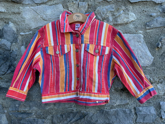 90s red stripy denim jacket  3-4y (98-104cm)