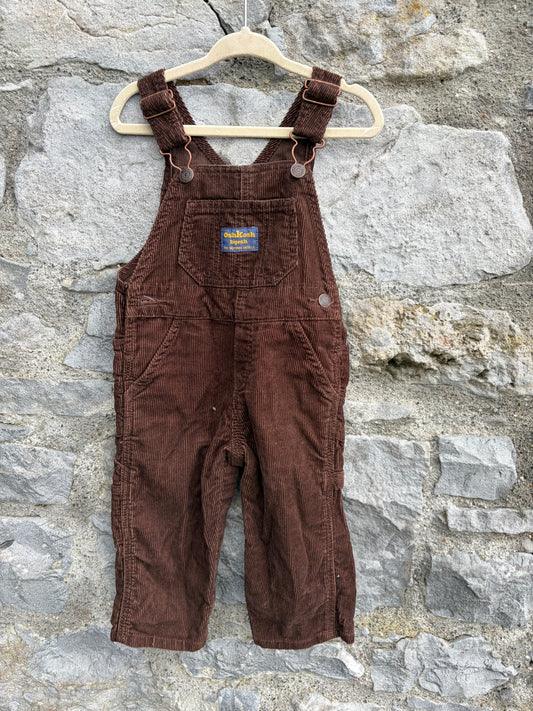 Brown cord dungarees 9-12m (74-80cm)