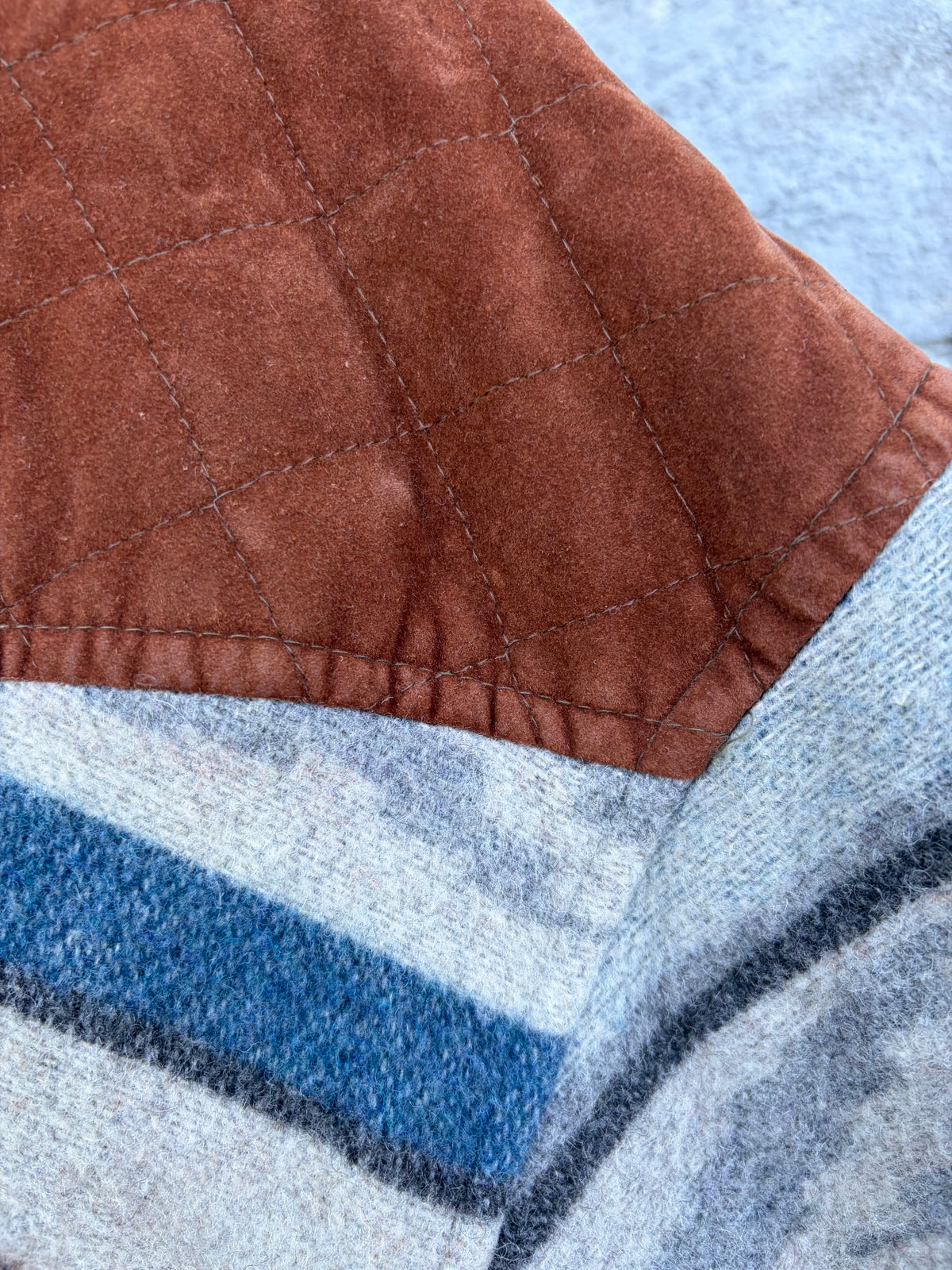 Aztec-inspired woven wool&suede jacket Large