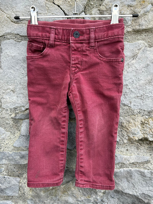 Maroon relaxed waist jeans 12m (80cm)