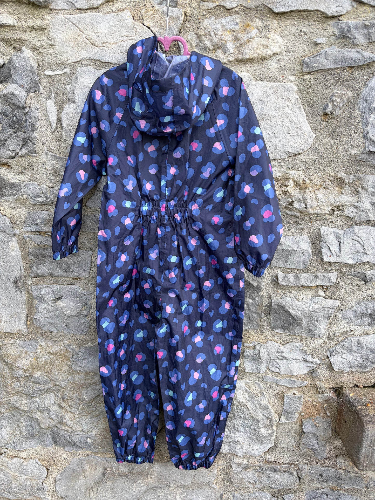 Leopard print navy puddle suit  5-6y (110-116cm)