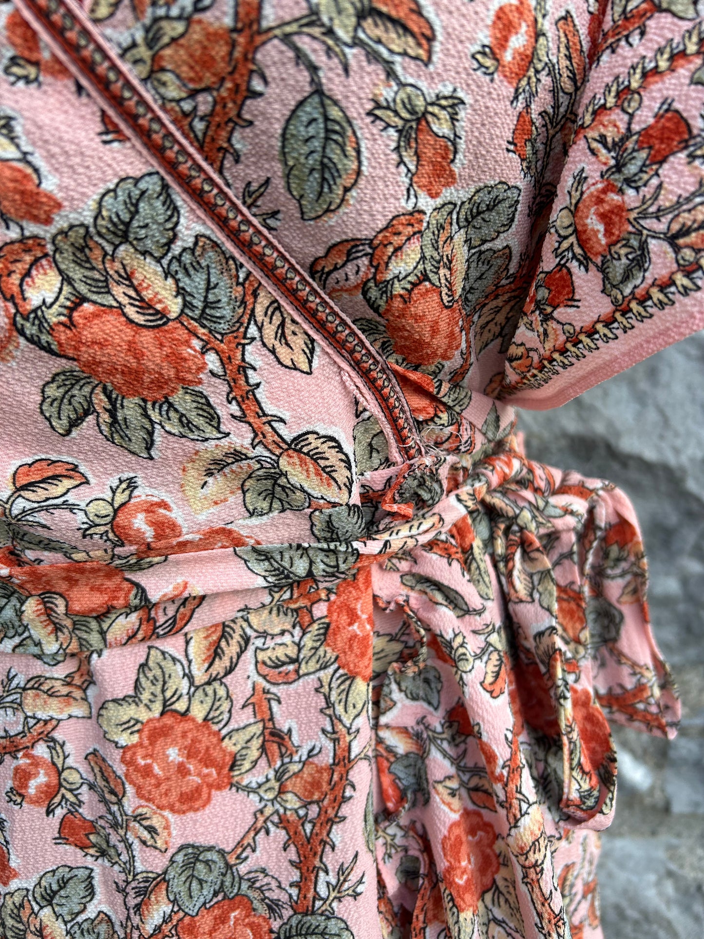 Floral peach wrap dress uk 6-8