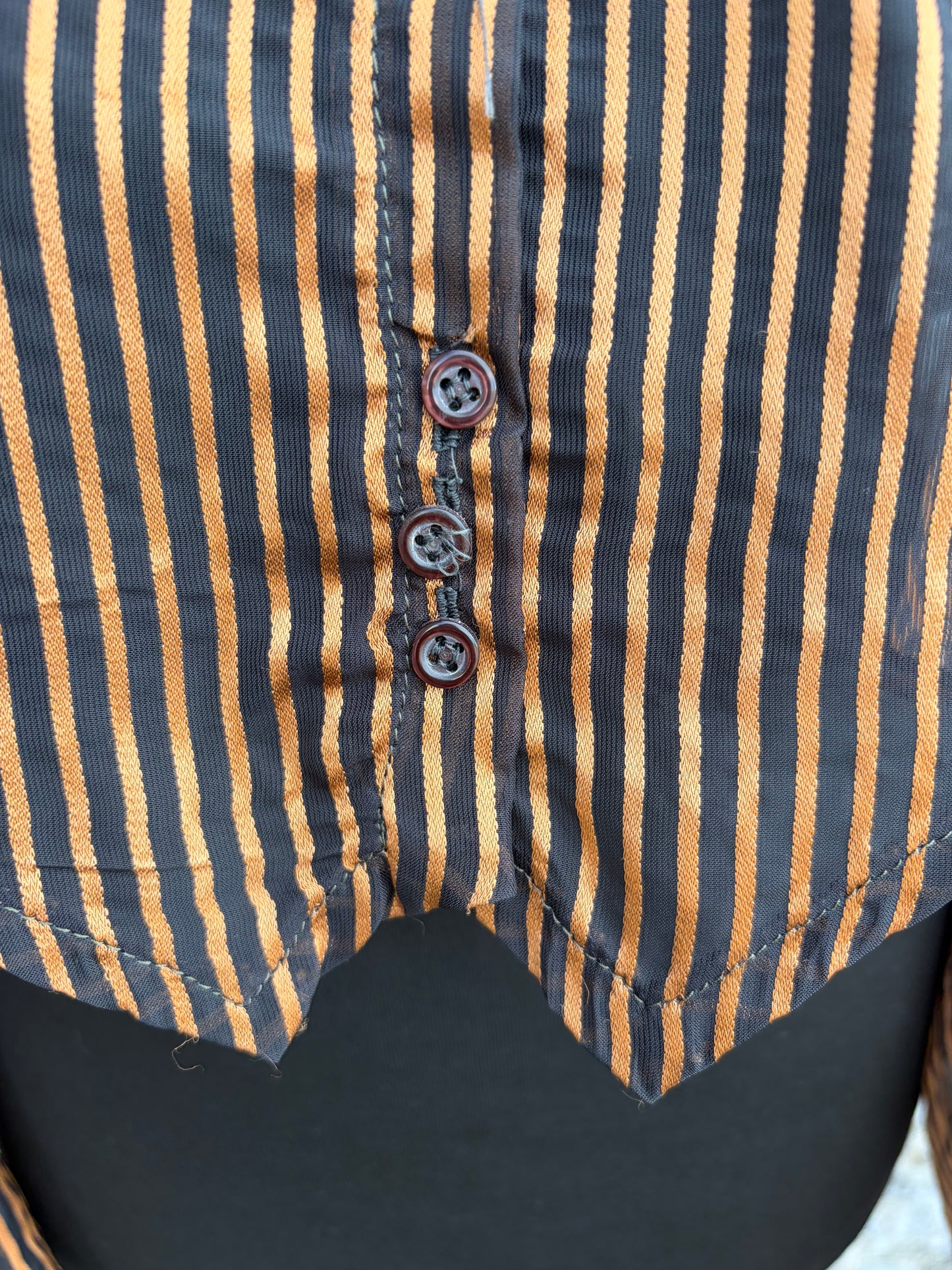 80s brown&gold stripy blouse uk 10