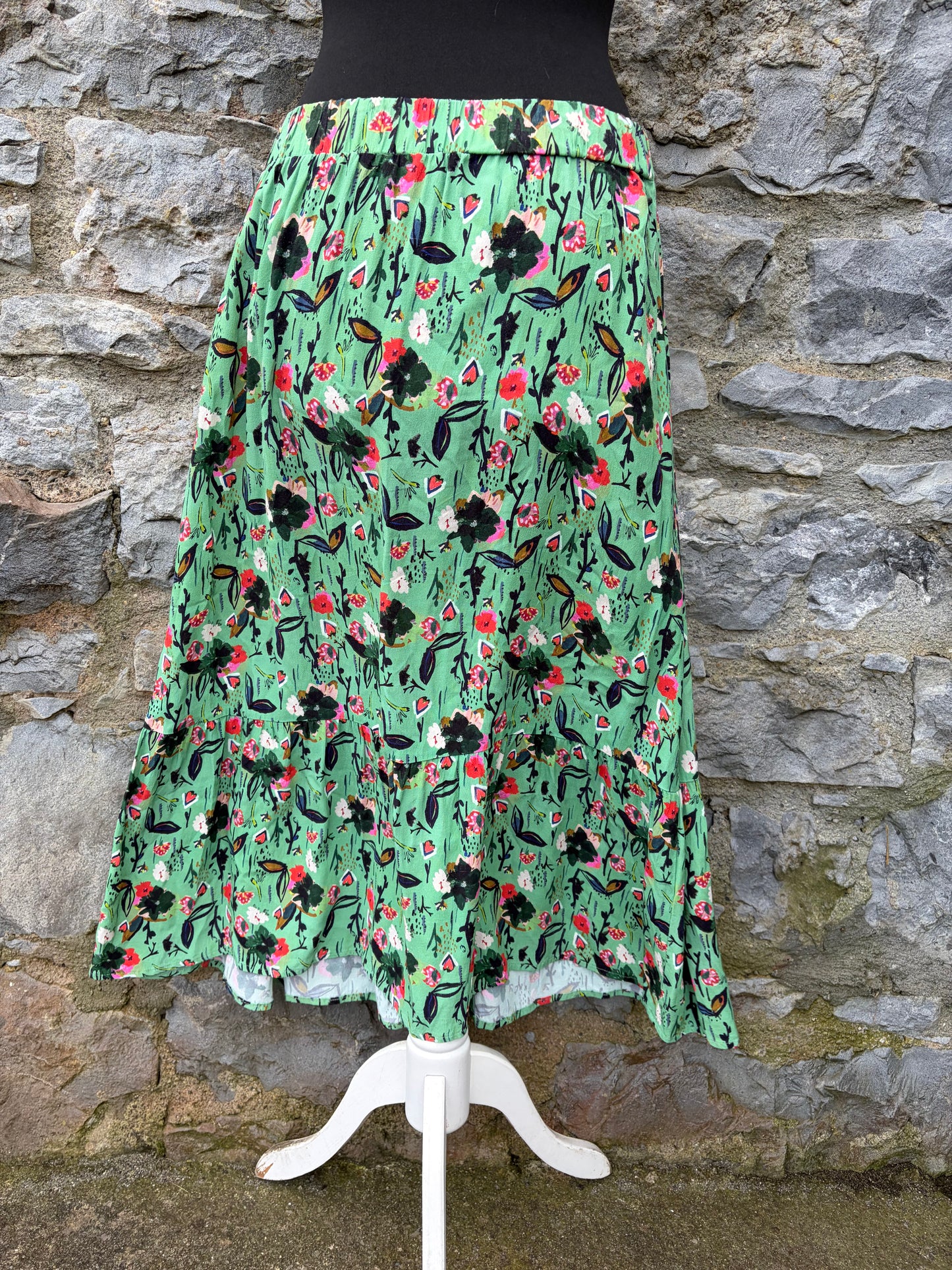 Green floral skirt uk 10-12