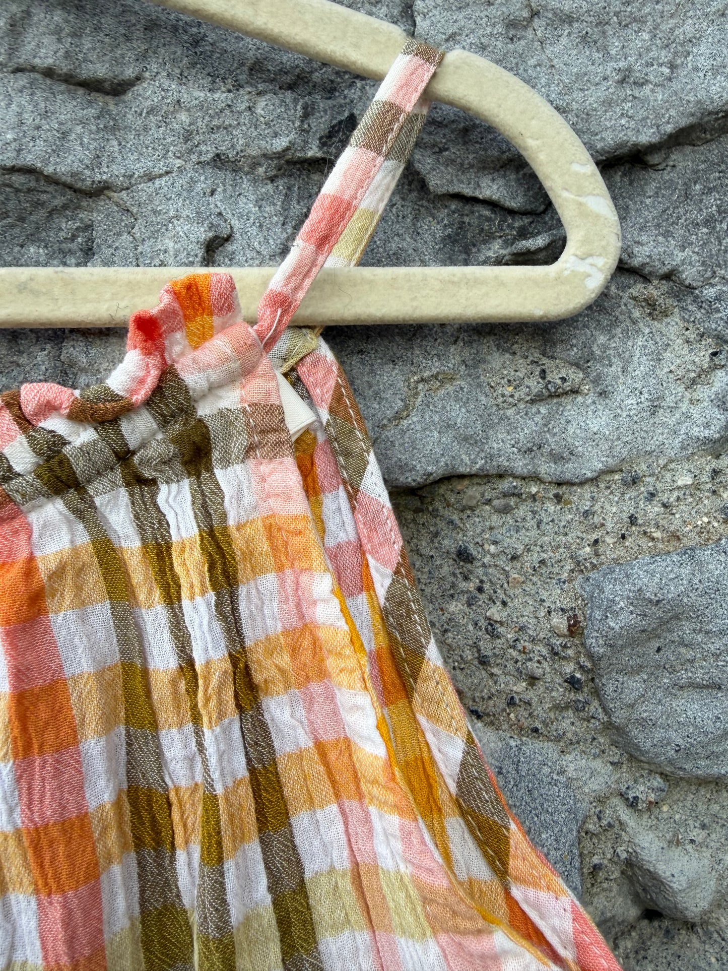 Orange&brown check tiered dress  4-5y (104-110cm)