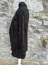 Load image into Gallery viewer, Black Pointelle open cardigan uk 14-16
