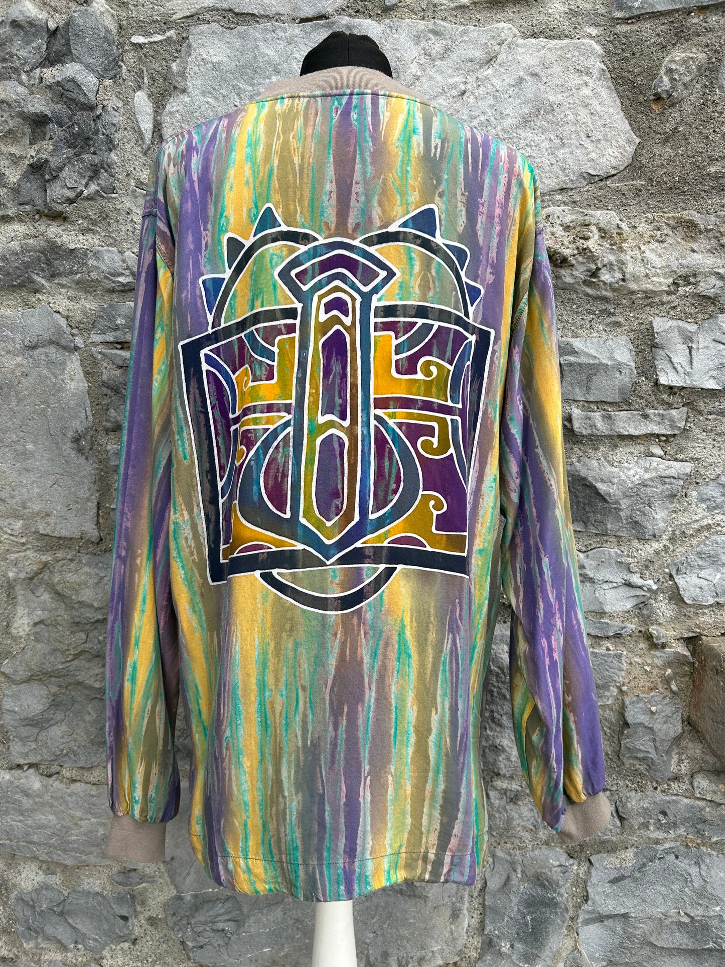 90s tribal tie dye top Large