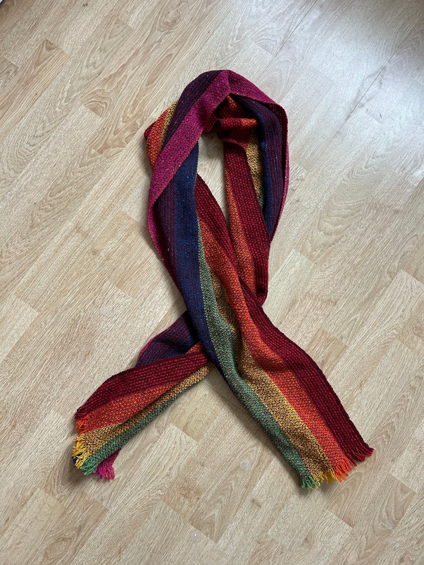 Rainbow woolly scarf