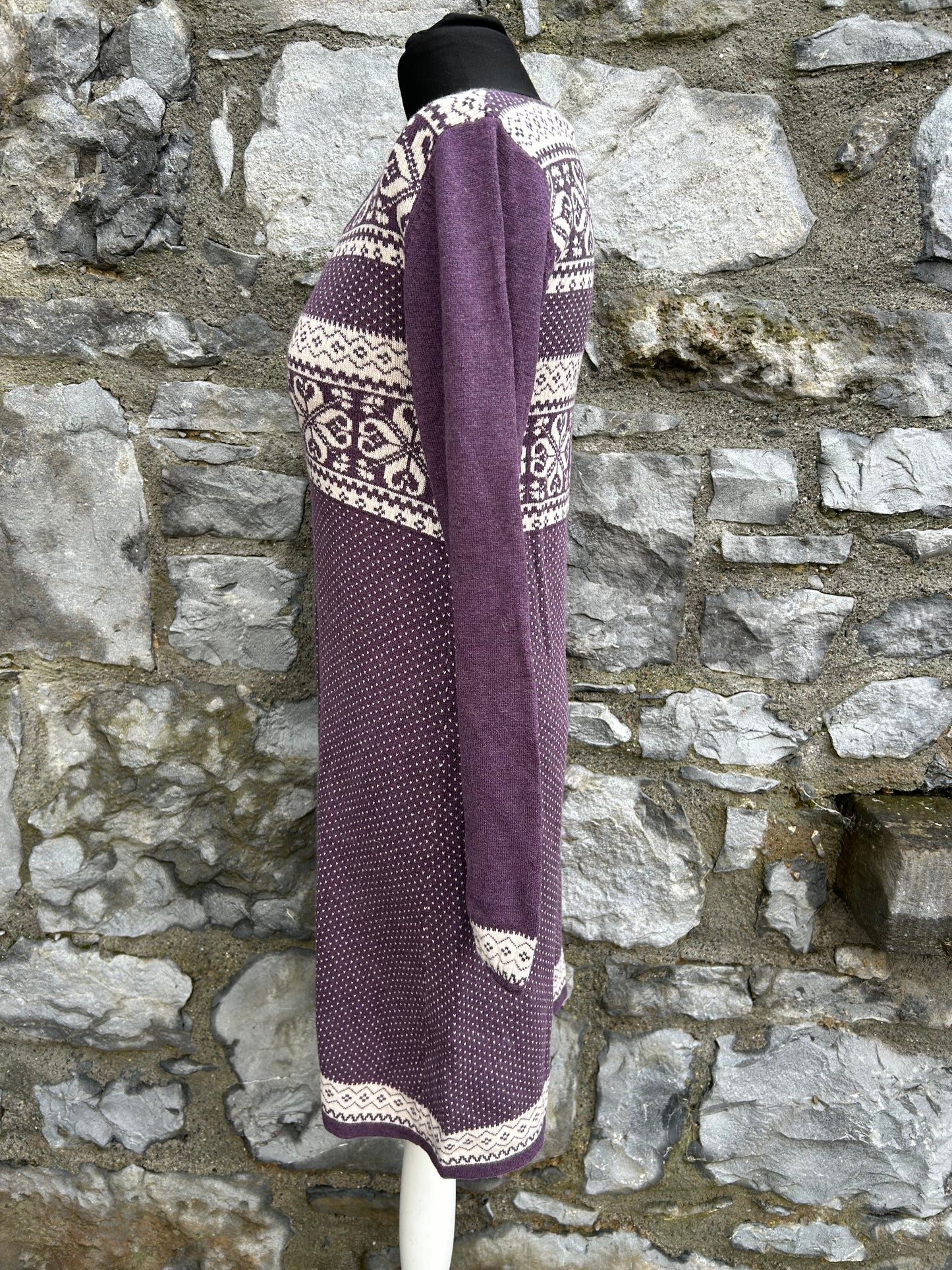 Purple Fair Isle knit jumper dress uk 8