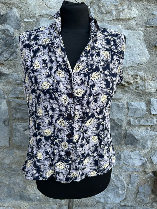 80s grey&black sleeveless top uk 12
