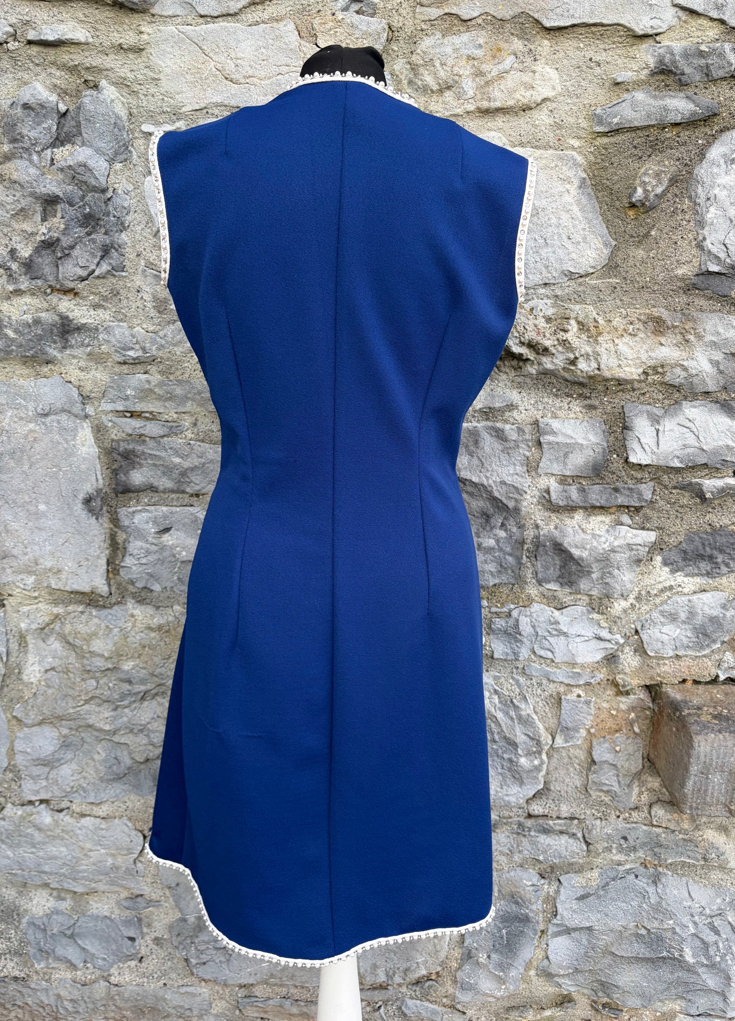 90s blue wrap pearl trim dress uk 10-12