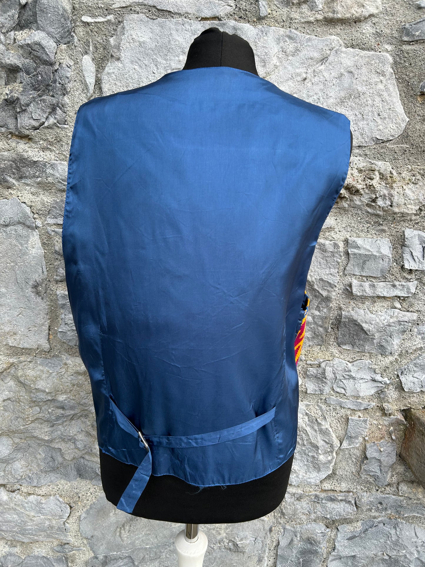 80s orange&blue geometric waistcoat Large