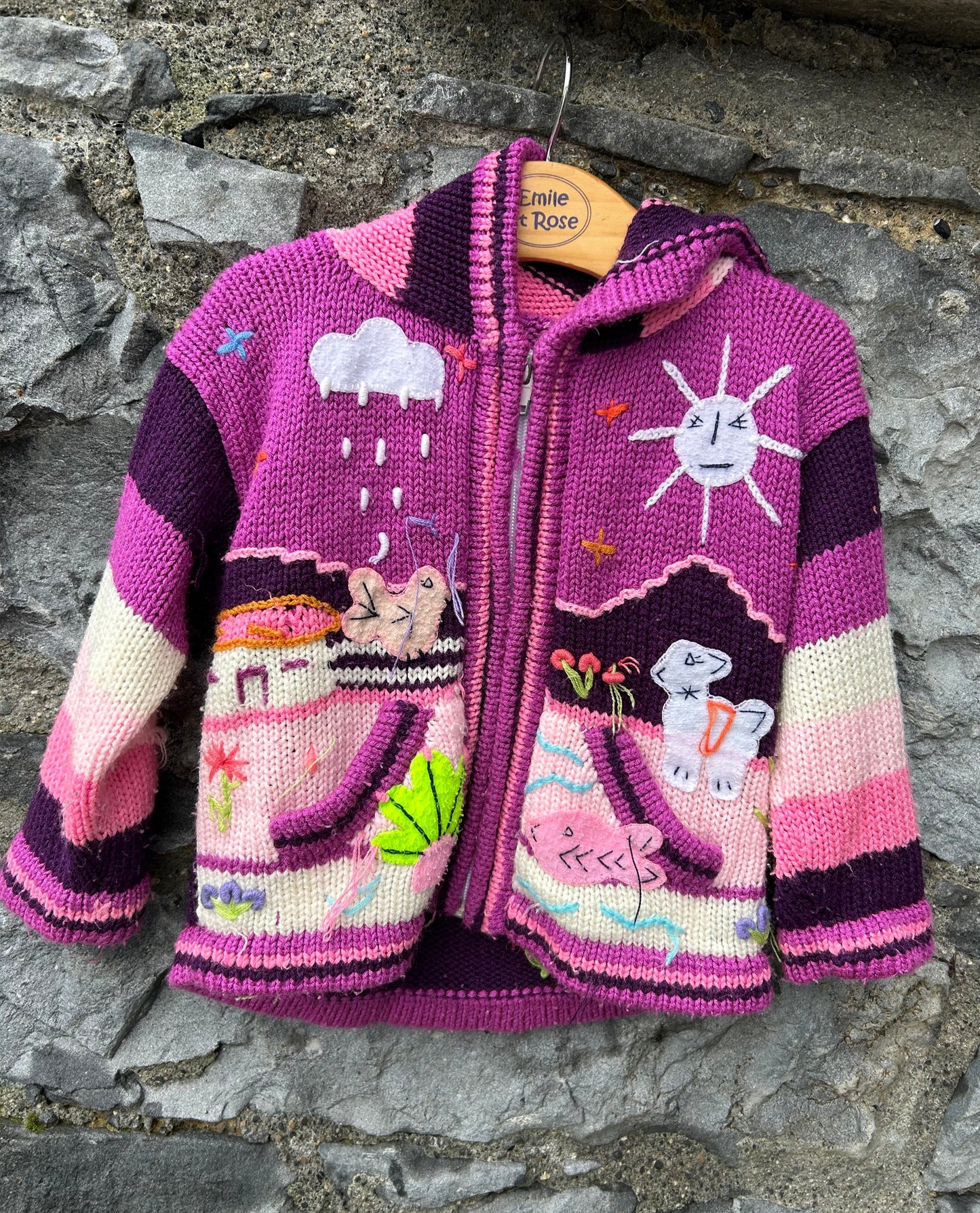 Pink Peruvian cardigan  12-18m (80-86cm)