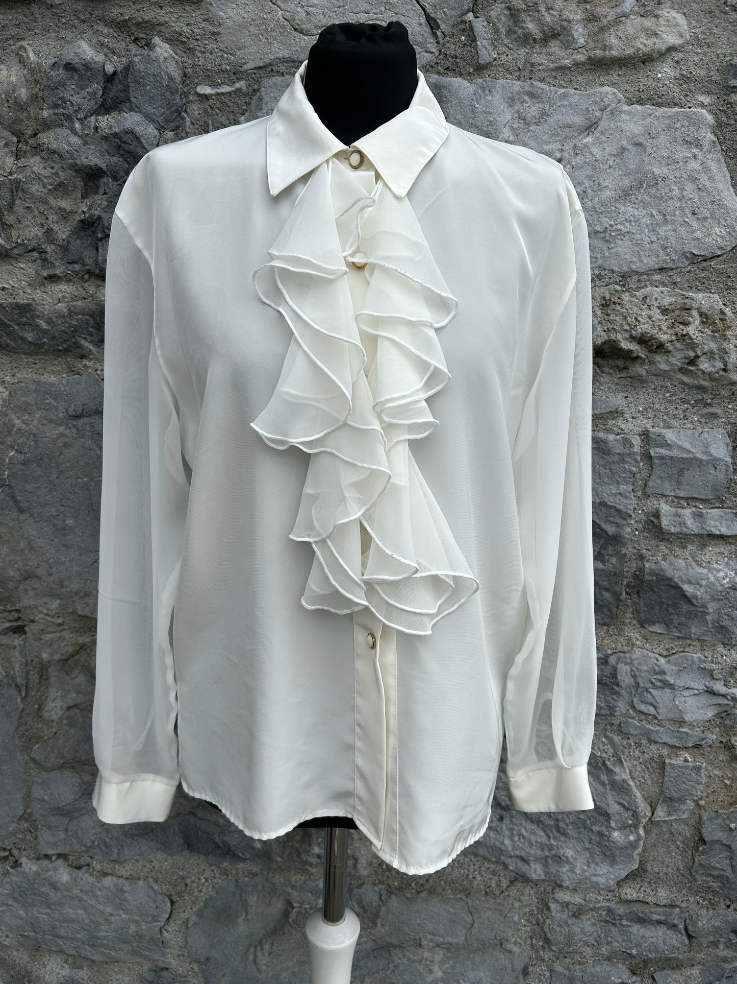 90s white ruffles blouse uk 10