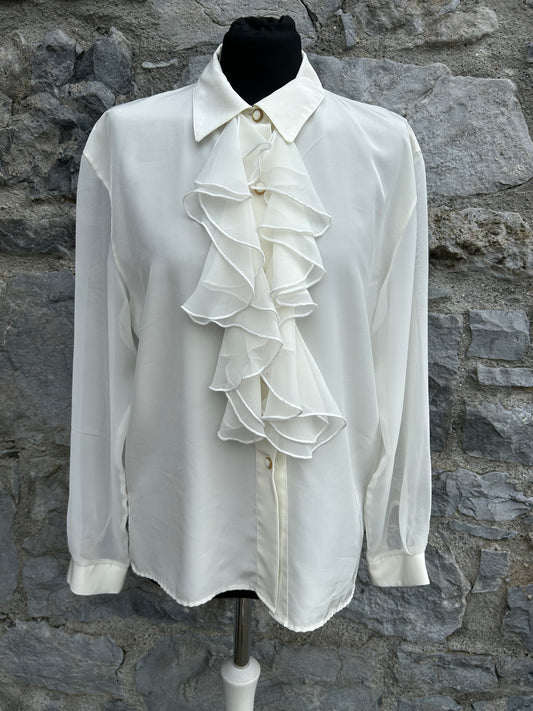 90s white ruffles blouse uk 10