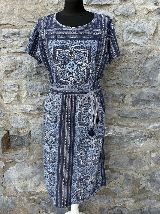 Navy tile floral print dress uk 12-14