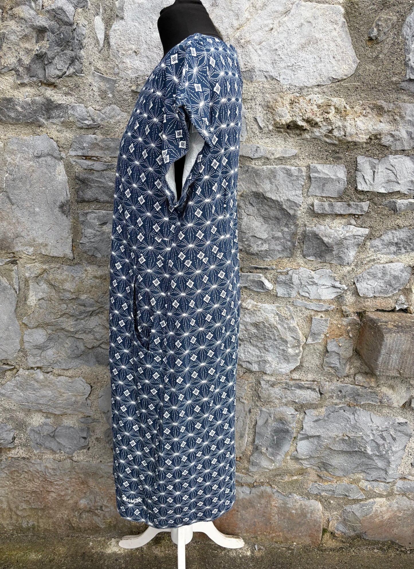 Blue geometric print dress uk 14