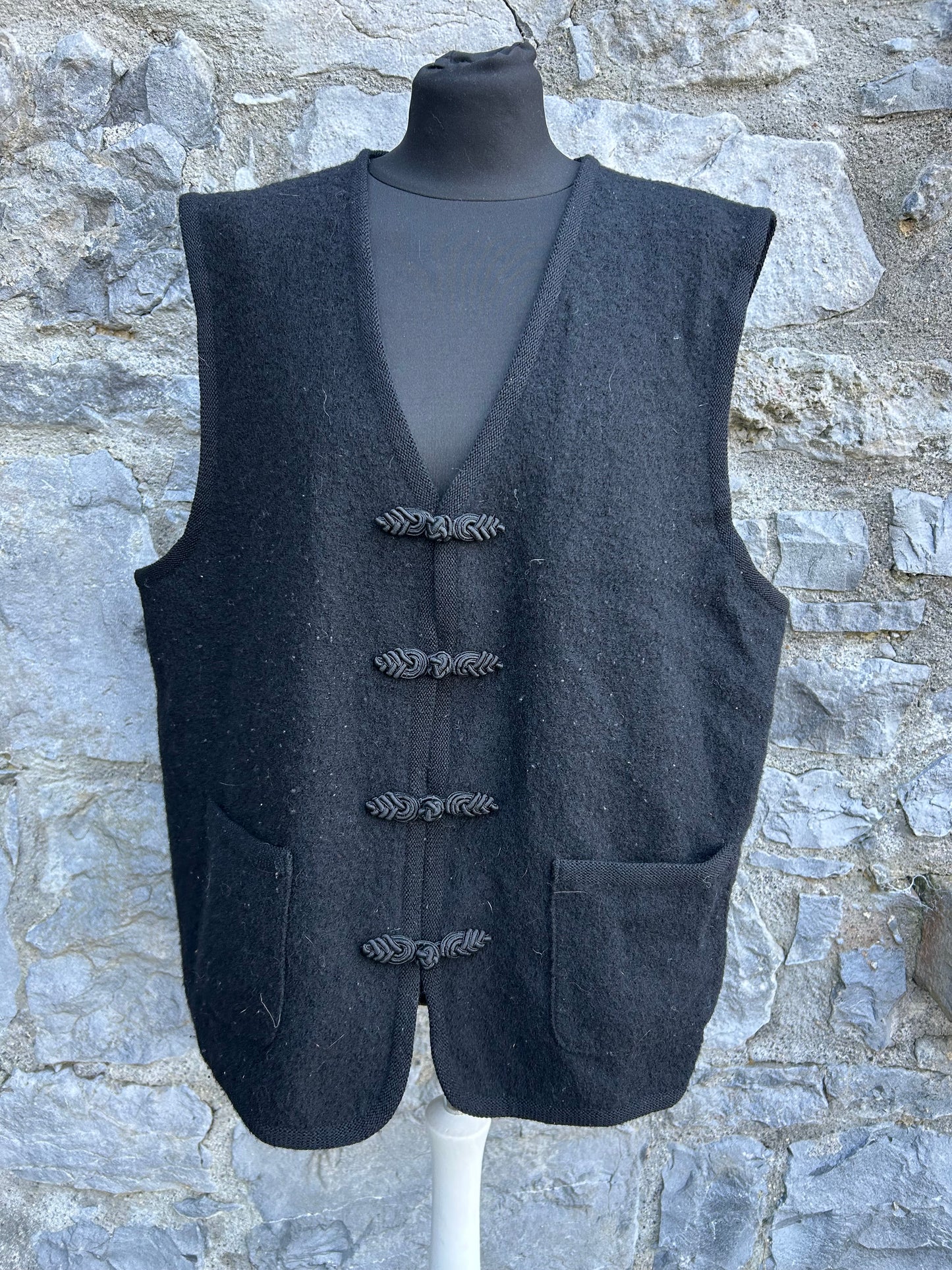 90s black woolly waistcoat XL
