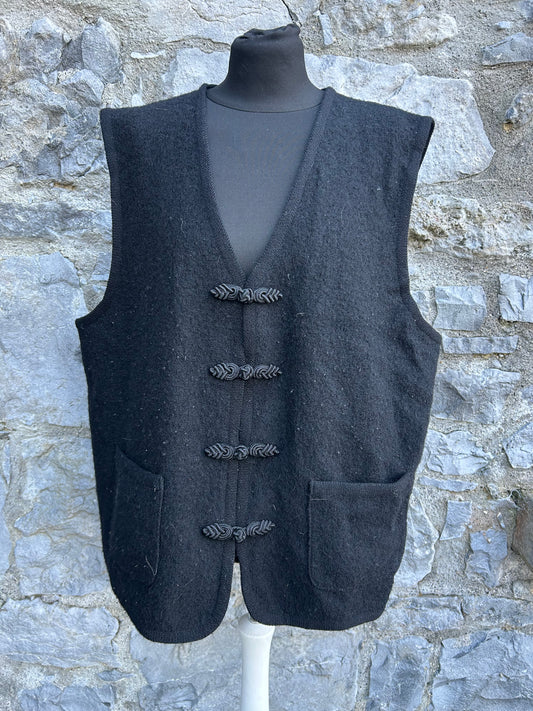 90s black woolly waistcoat XL