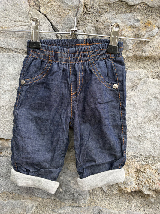 Pull up lined jeans  0-1m (50-56cm)