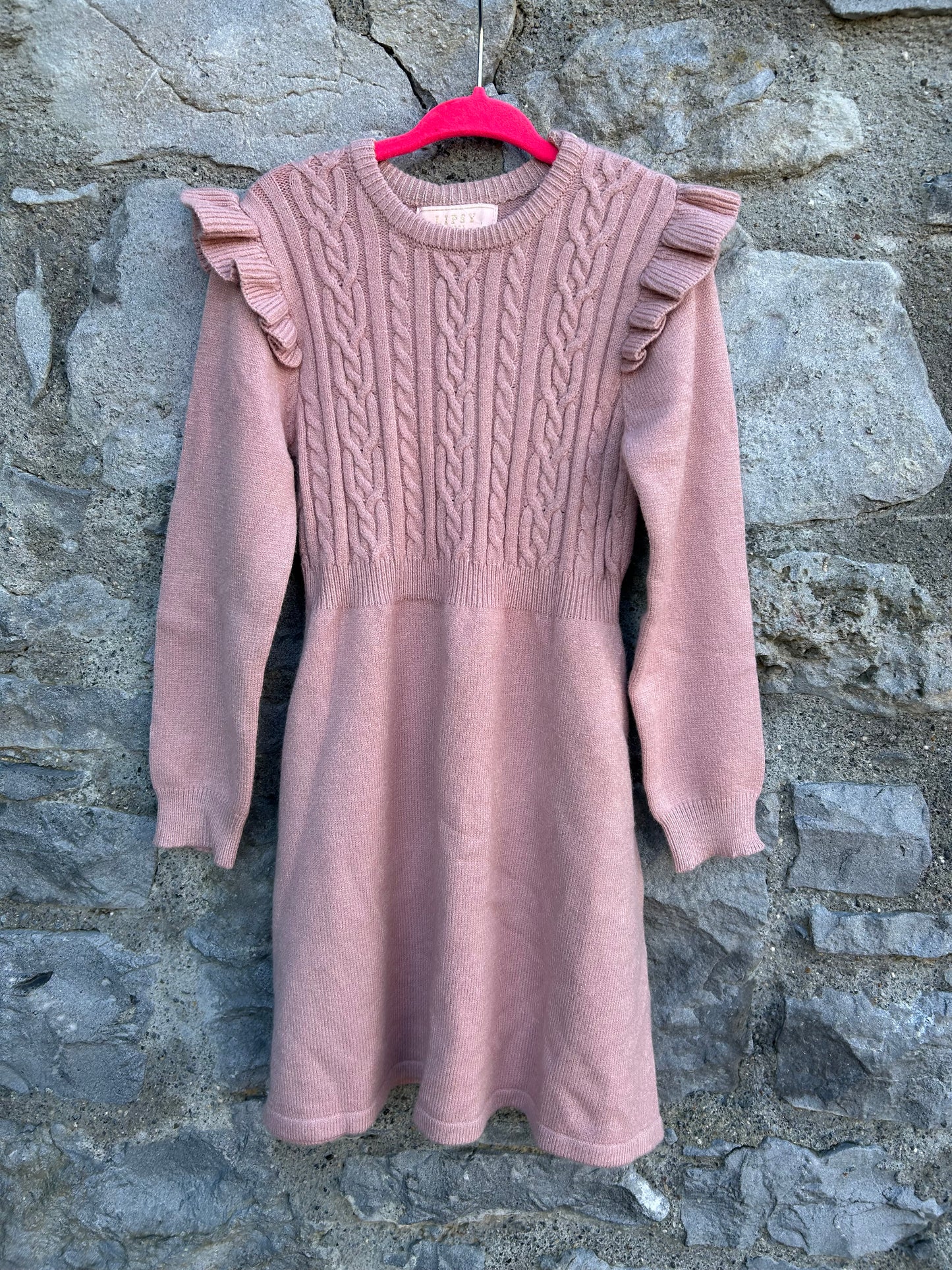 Pink knitted dress  5-6y (110-116cm)