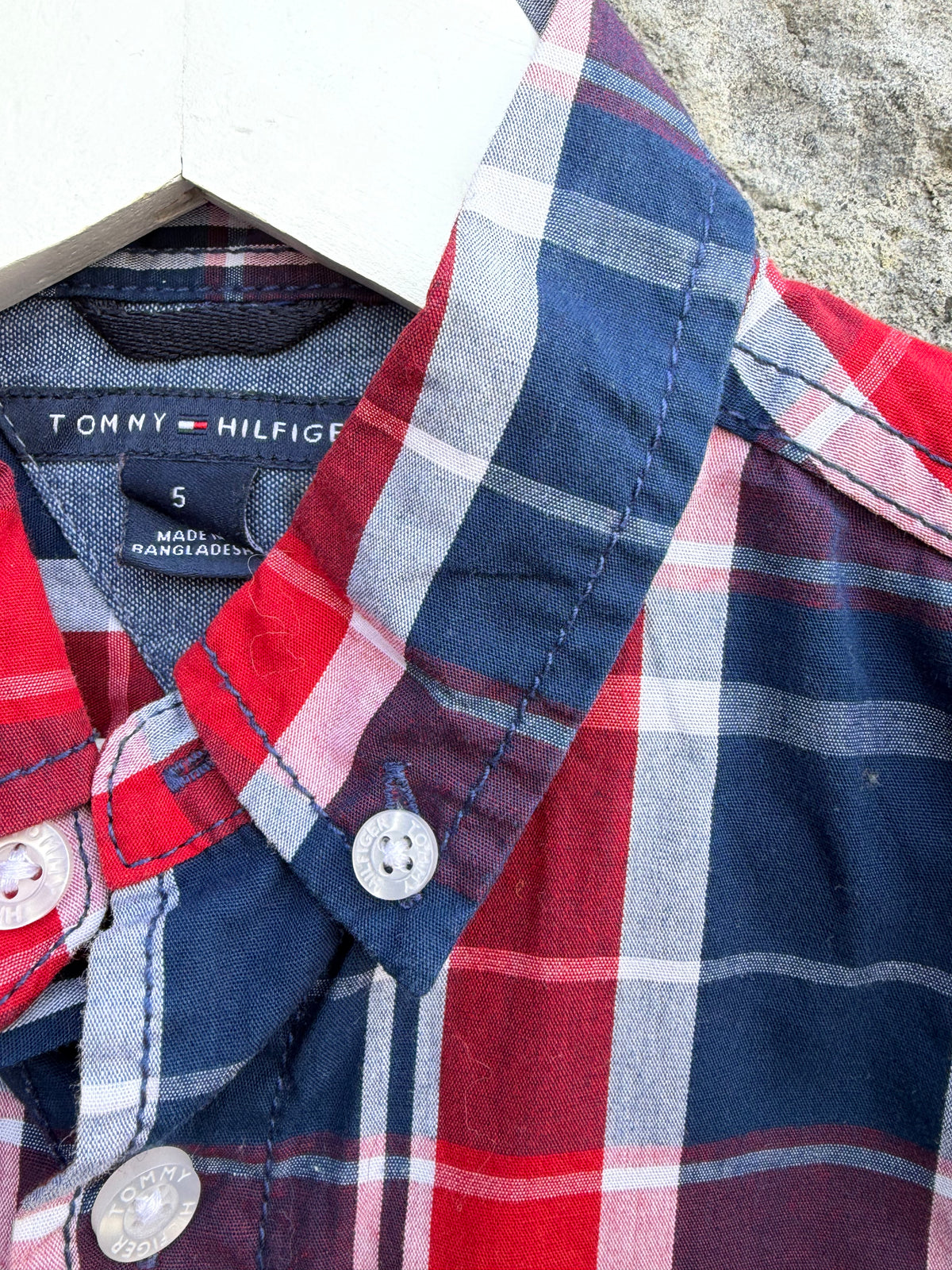 TH Red&navy check shirt 5y (110cm)