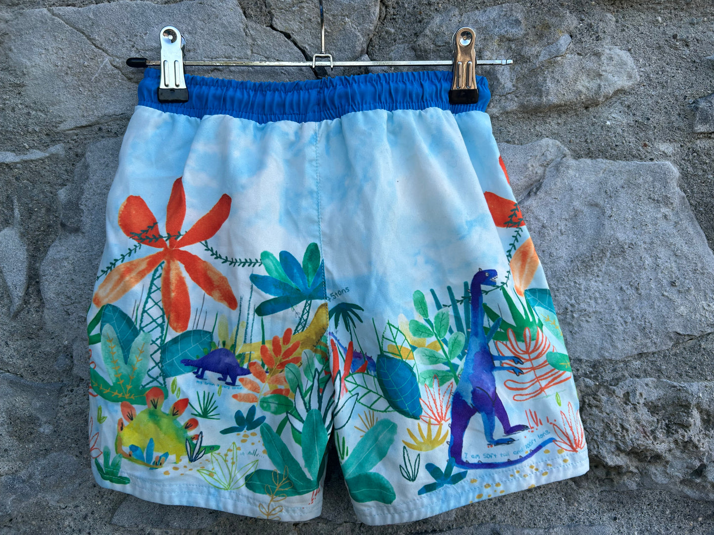 Dinosaurs garden blue shorts  6-7y (116-122cm)
