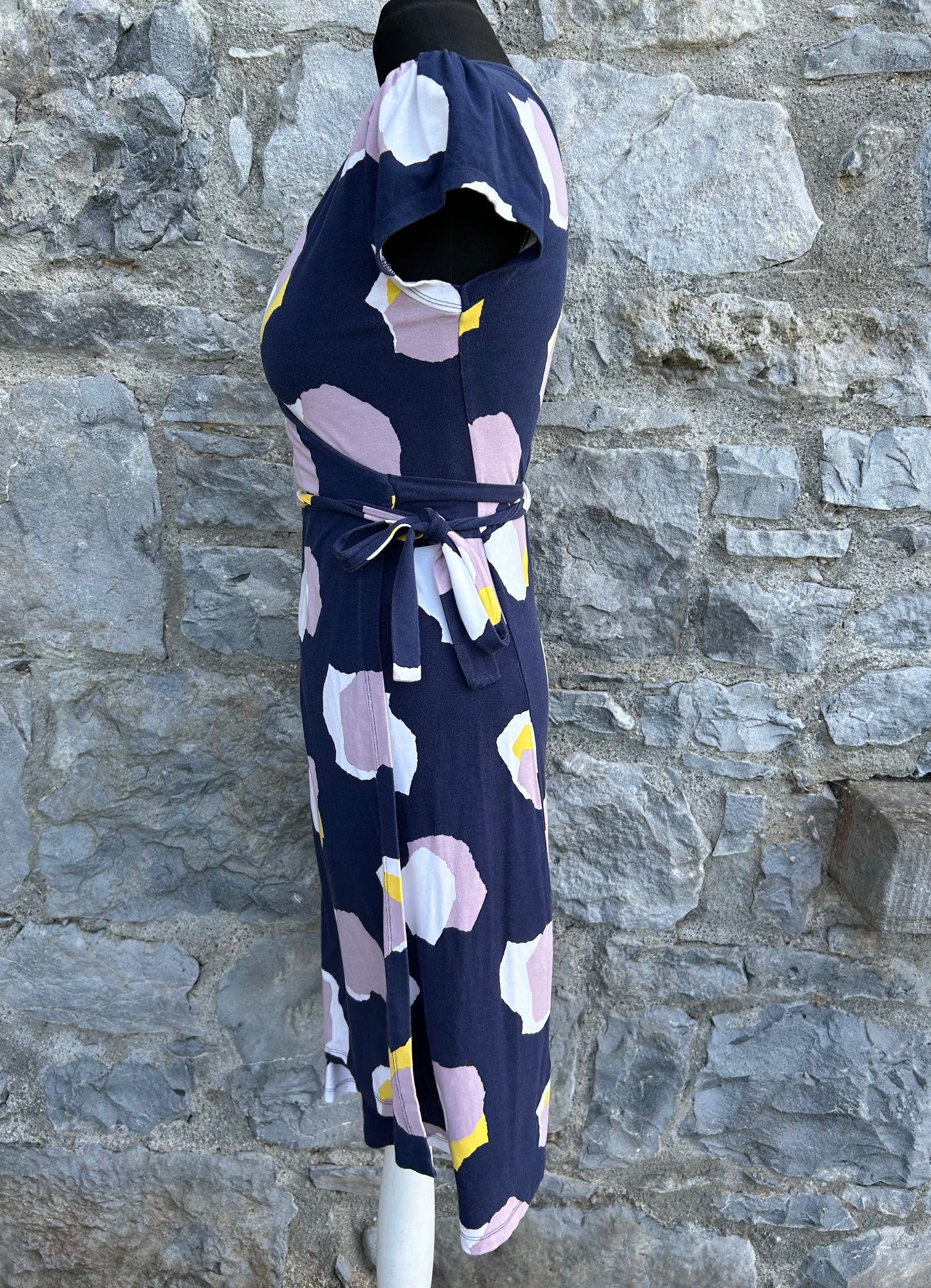 Navy wrap pink patches dress uk 6