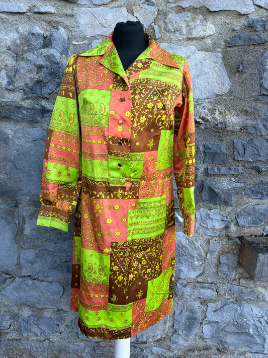 90s pink&lime patchwork dress uk 8-10